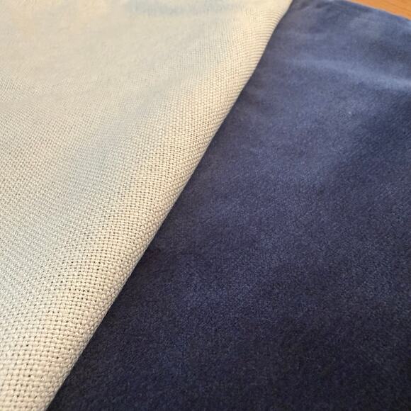 Pottery Barn Blue Velvet Pillow Cover Zip 18” Square Cotton Linen Solid NWOT - Picture 8 of 10